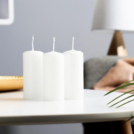 Set of candles - cylinders, 4x9 cm, set 3 pcs, 11 hours, white-3