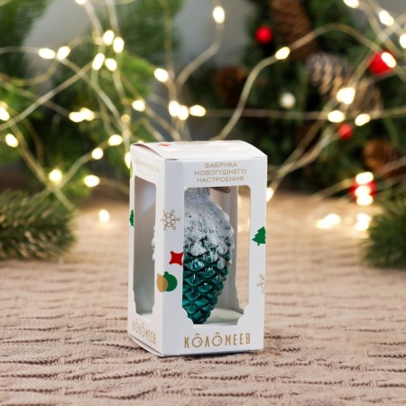 Christmas tree decoration "A bump in the snow, malachite chap.", In a gift package, H-9 cm-1