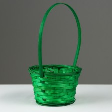 Wicker basket, d17 x 9 x 30 cm, green, bamboo