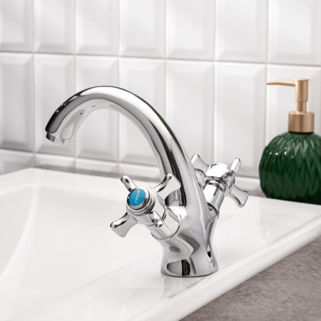 BOOU BA5341-1-B723 shell mixer, two-wound, brass, chrome-2