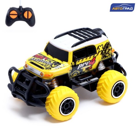 Radio -controlled jeep "graffiti", works on batteries, yellow color