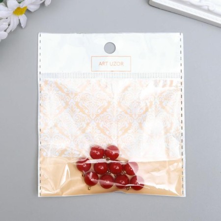 Decor for creativity plastic "Red ball with a loop" set 10 pcs 1.2x1.2x1.4 cm-2