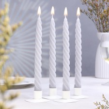A set of candles of twisted, 2.3x 24.5 cm, 5 hours, 50 g, 4 pieces, gray