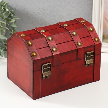 Casket chest "Leo. With rivets" brown-red 16x15.5x22 cm-3