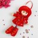 Soft toy "doll with curly hair", in a dress and hat, color mix