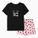 Female home set (T -shirt/shorts), black/pink color, size 46