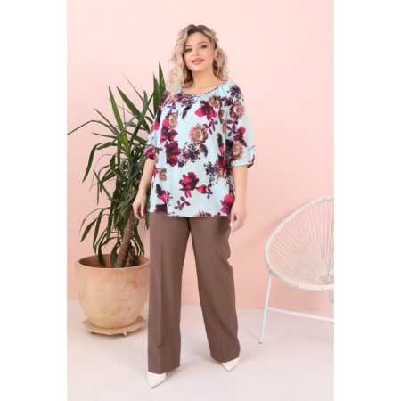 Female blouse, size 52, blue color-5