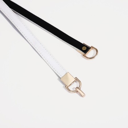 Women's belt, width 1 cm, metal buckle, white color-1
