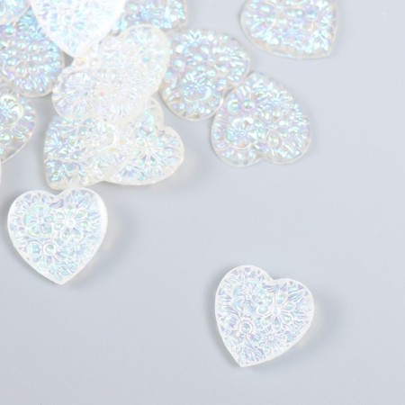 Decor for creativity Plastic "Heart" holography White set 20 pcs 1.6x1.6 cm-1