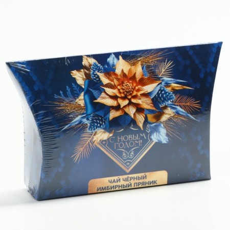New Year! Black tea, tasteful: ginger gingerbread "blue-gold leaves", 20 g-6