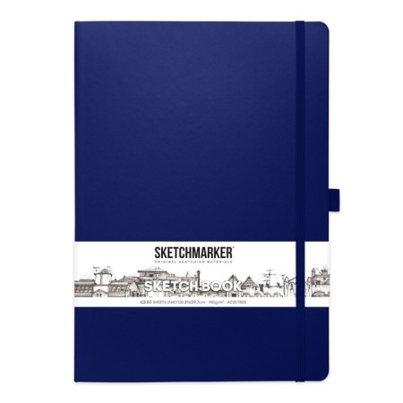 Sketchmarker sketchbook, 210 x 300 mm, 80 sheets, solid cover of artificial leather, blue, block 140 g/m2-1