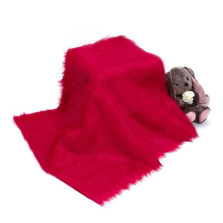 Flap 50 × 50 cm, long -out fur on a knitted basis, raspberry color-3