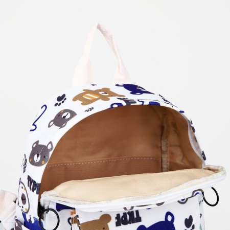 Baby backpack on lightning, 3 outer pockets, white color-7
