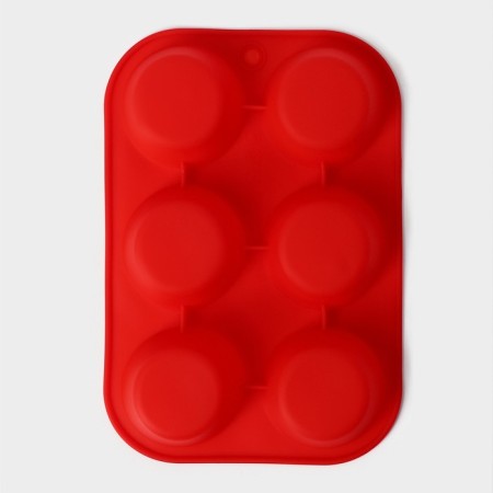 The form for baking is the “figure. Circle ”, silicone, 21.5 × 14.5 cm, 6 cells (5.7 × 5.7 × 3 cm), color mix-2