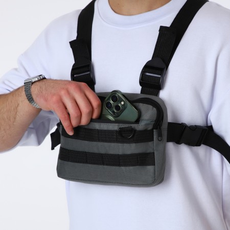 Babberry bag on lightning, external pocket, gray color-4