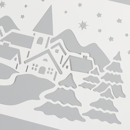 Plastic stencil "Winter village", size 16x24 cm-2