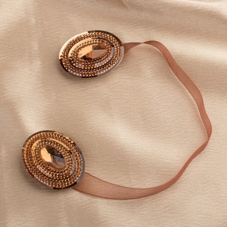 Picking for curtains "Shrilling oval", 4 × 5 cm, brown color-1