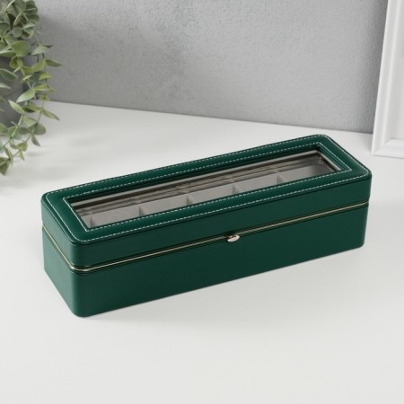 The casket to the leatherette to the clock 6 "Green" 9.5x30.5x8 cm