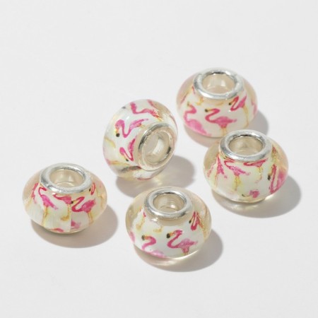 Busina "Flamingo", pink color in silver-1