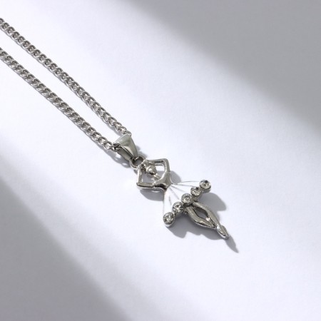 Pendant "Ballerina" in a skirt, white color in silver, 45 cm-1