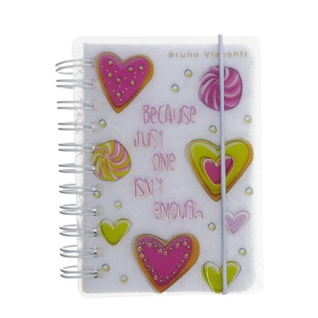 Note book A7, 80 sheets in a cage/ruler/point on the crest "Sweet mood. Hearts", plastic cover, with an elastic band