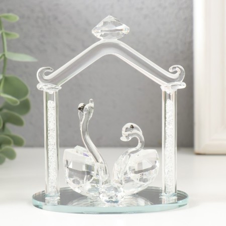 Souvenir glass "Two swan under the roof" Transparent 5.2x8.2x10.5 cm