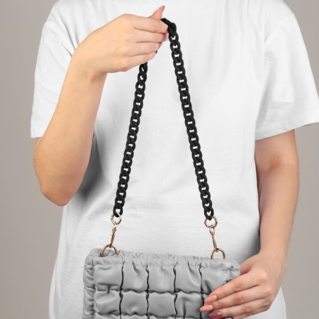 A chain for a bag, plastic, with carbines, 15 × 21 mm, 68 cm, black/gold color-2