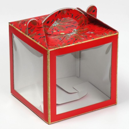 Confectionery box with a window, a chest, "New Year's botanist" 20 x 20 x 20 cm, New Year-2