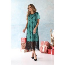 Women's dress, size 46, green color, black