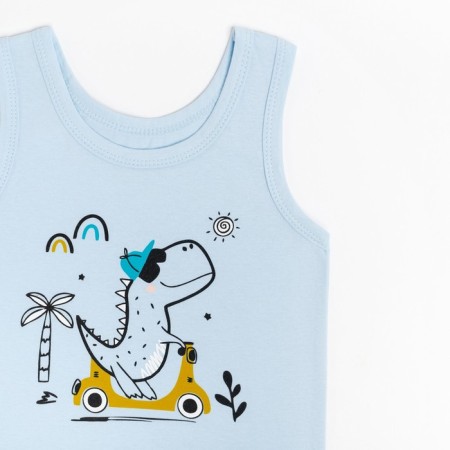 Set for a boy (T -shirt, panties), blue/dino color, height 98 cm-1