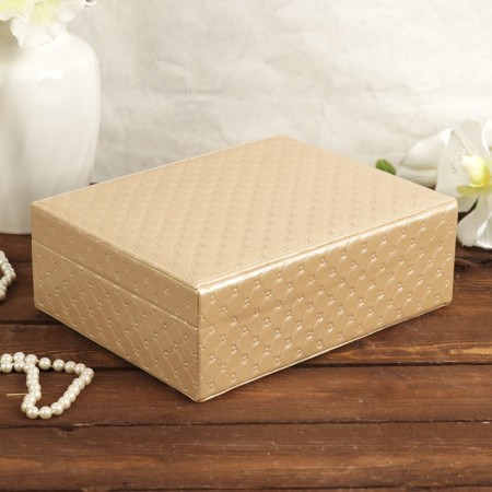 Casket to the leatherette for jewelry "bastard" gold 8.5x23.5x19 cm-4