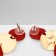 Earrings Metal "Azelia" circles, trio, red color in gold