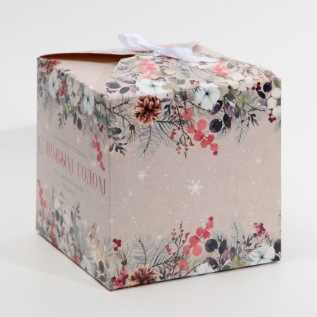 Folding box "New Year's watercolor", 18 x 18 x 18 cm, New Year-1