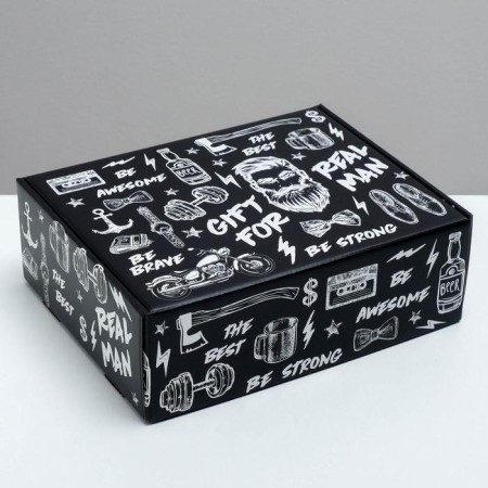 Gift double -sided folding, packaging, “brutal man”, 27 x 21 x 9 cm-3