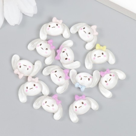 Decor for creativity plastic "Bunny with a bow" set of 12 pcs mix 1.7x1.1 cm