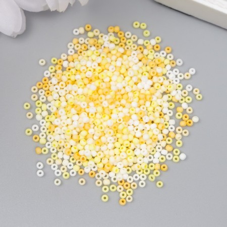 Glass glass 11/0 "matte. Melange yellow" 10 g