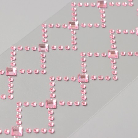 Sticker of rhinestone plastic "Pattering from the rhombus" Pink 35x8 cm-2