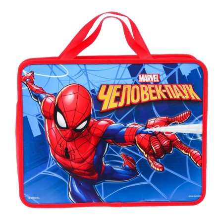 Plastic folder with A4 handles, on a zipper, 75x330x260 mm, spider-man-1