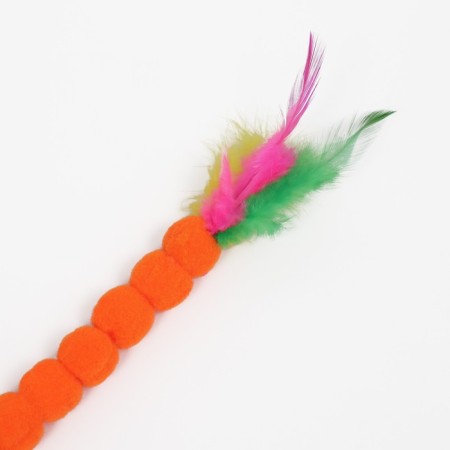 Domesticular “Caterpillar with feathers”, pen 65 cm, purple/orange-1