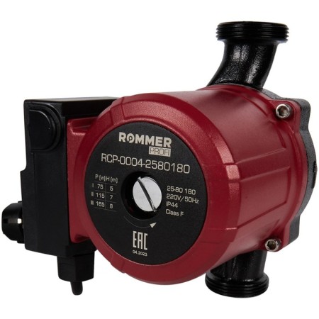 Circulation pump Rommer Profi 25/80-180, 165 W, pressure 8 m, 94.5 l/min, cable 1.3 m