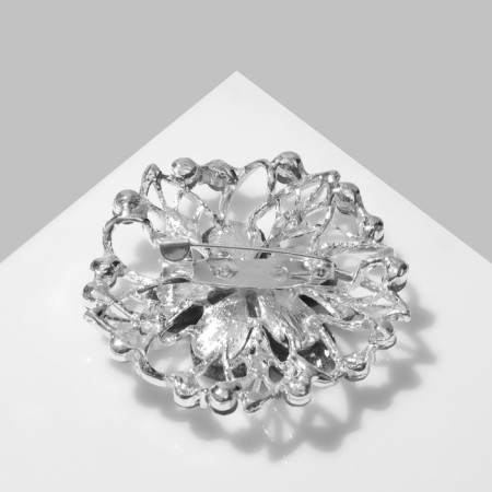 Brooch "Flower" with large leaves, the color is blue-golden in silver-1