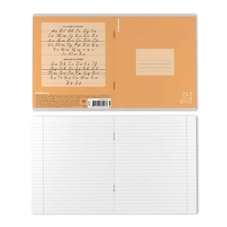 Notebook 24 sheets in a ruler, erichkrause "fineline", cover covering cardboard, matte lamination, an offset block 100% whiteness, mix-6