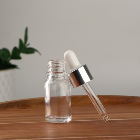 A bottle for storage, with a pipette, 10 ml, silver/white color-2