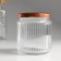 Bank for candles glass with a lid "Vertical strips" transparent 275 ml 7.5x7.5x8.5 cm