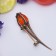 Amber Brooch "Amber" tulip, cognac color in bronze
