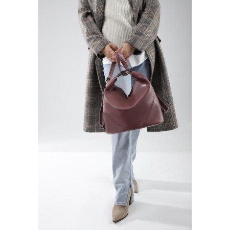 Bag-bag, lightning department, external pocket, adjustable belt, burgundy color-4