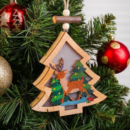 Decor with backlight "Christmas tree with a deer"