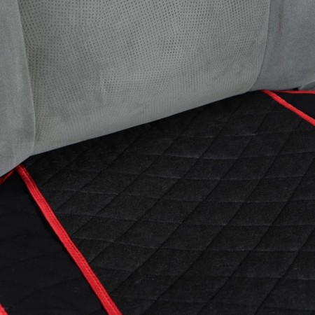 Nabbage on the front seat, velor, size 55 x 130 cm, black, with red edging-4