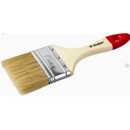 Brush flat bison 4-01001-075, natural bristles, wooden pen, 75mm-2