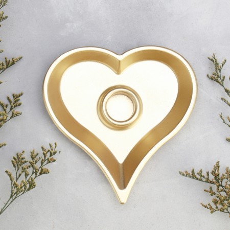 Silence "Heart" from gypsum, 14x2.5cm, gold-2